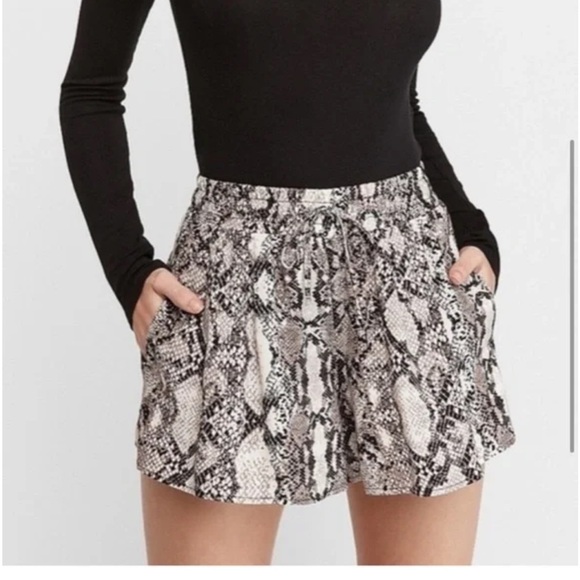 Express Pants - Express Snakeskin Drawstring Shorts